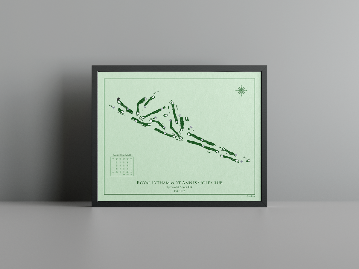 Royal Lytham & St Annes Golf Club golf course print, green frame