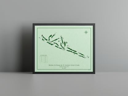 Royal Lytham & St Annes Golf Club golf course print, green frame