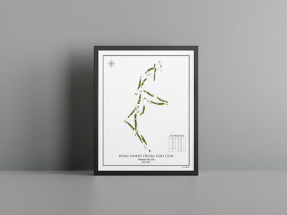 Royal North Devon Golf Club golf course print, white frame