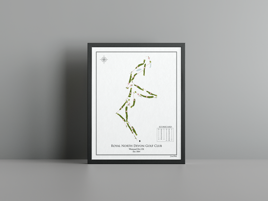 Royal North Devon Golf Club golf course print, white frame
