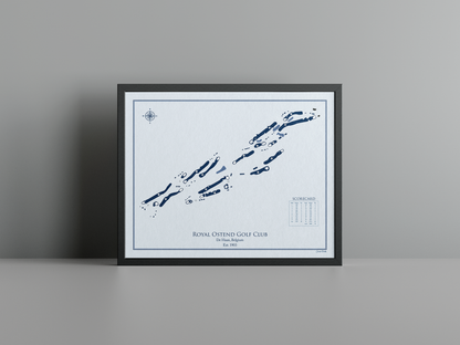 Royal Ostend Golf Club golf course print, blue frame
