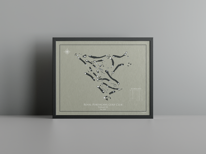 Royal Porthcawl Golf Club golf course print, brown frame