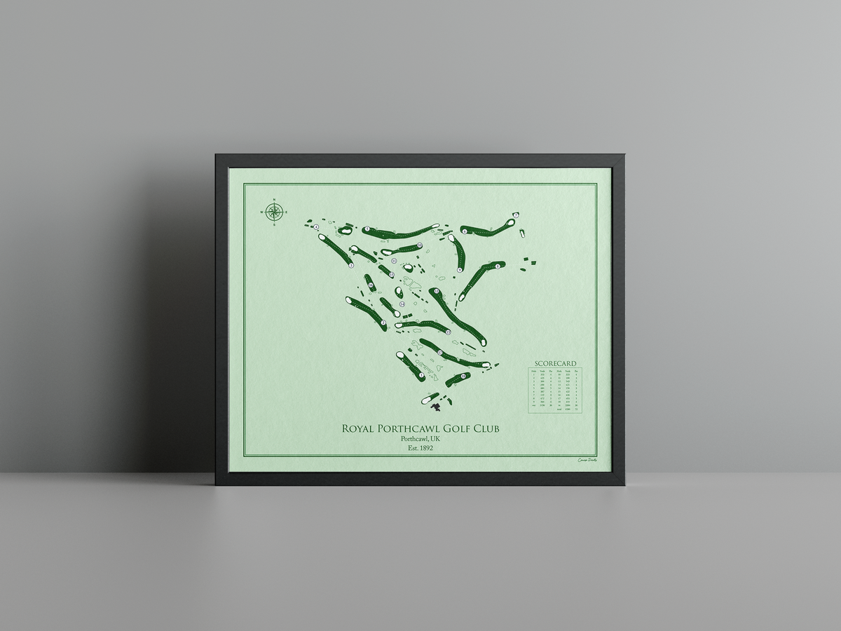 Royal Porthcawl Golf Club golf course print, green frame