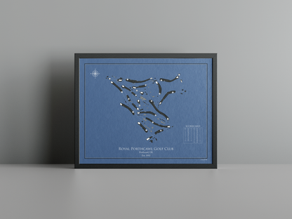Royal Porthcawl Golf Club golf course print, navy frame