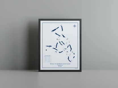 Royal St George's Golf Club golf course print, blue frame