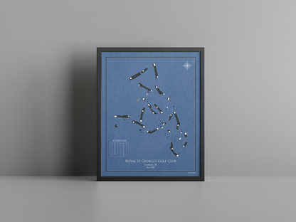 Royal St George's Golf Club golf course print, navy frame