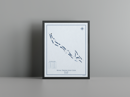 Royal Troon Golf Club golf course print, blue frame