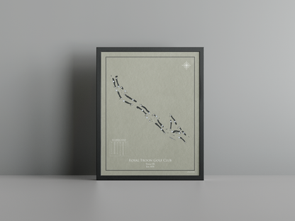 Royal Troon Golf Club golf course print, brown frame