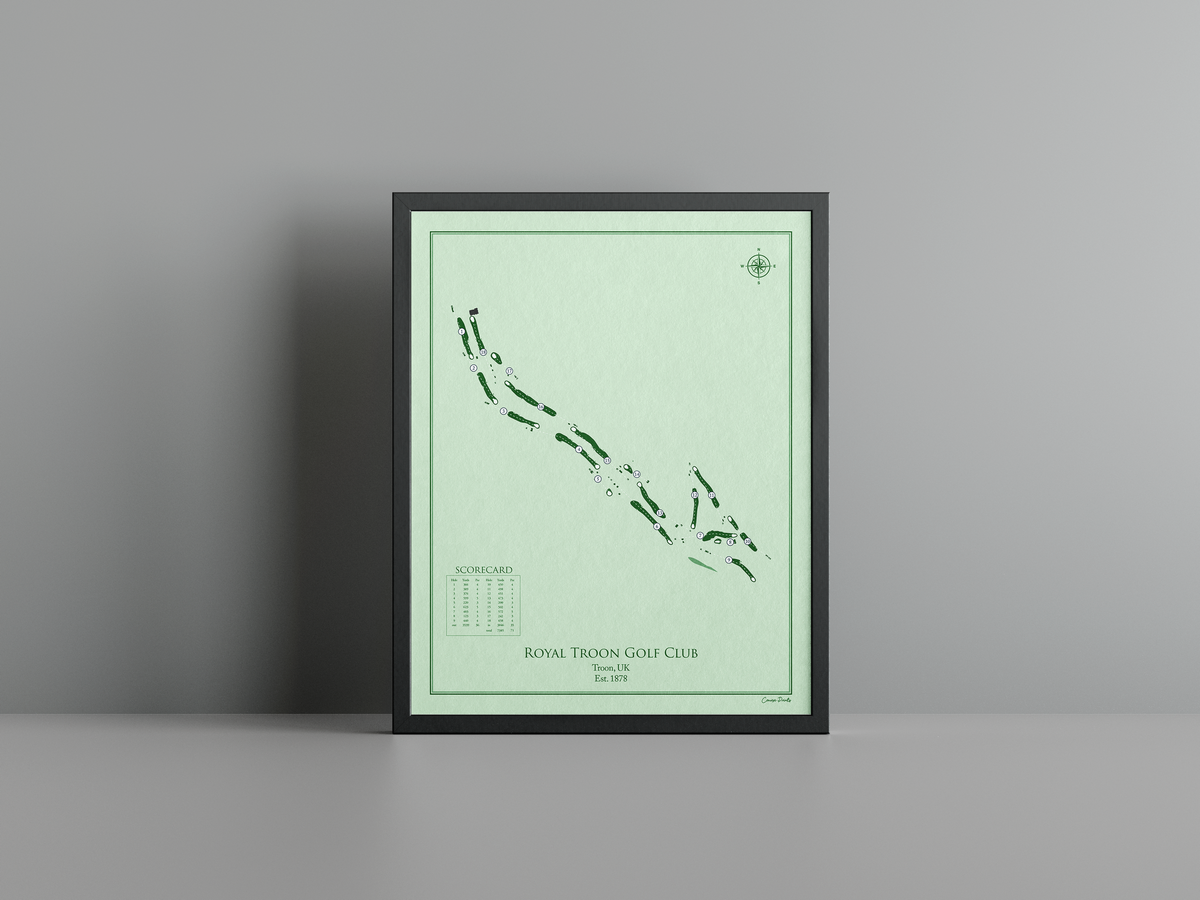 Royal Troon Golf Club golf course print, green frame
