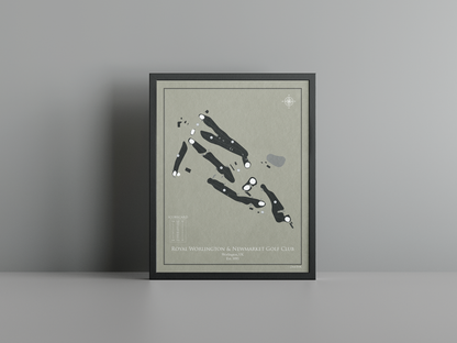 Royal Worlington & Newmarket Golf Club golf course print, brown frame