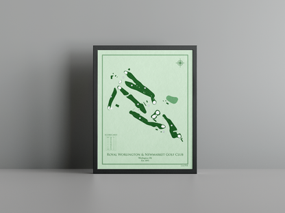 Royal Worlington & Newmarket Golf Club golf course print, green frame