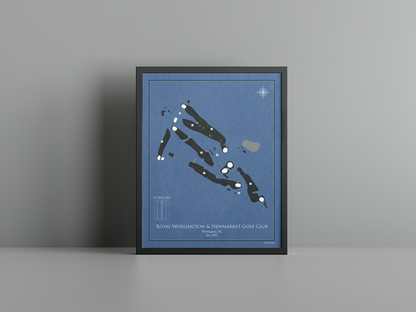 Royal Worlington & Newmarket Golf Club golf course print, navy frame
