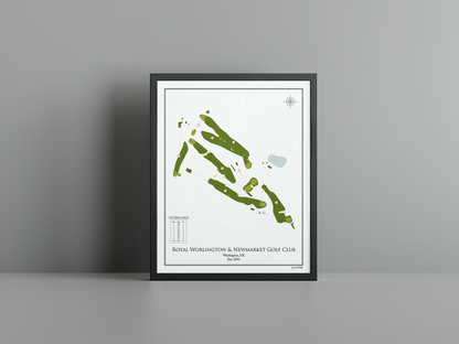 Royal Worlington & Newmarket Golf Club golf course print, white frame