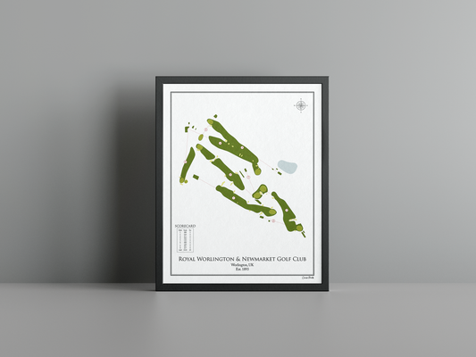 Royal Worlington & Newmarket Golf Club golf course print, white frame