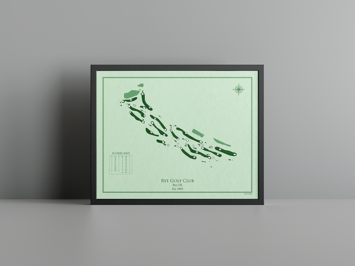 Rye Golf Club golf course print, green frame