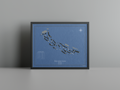 Rye Golf Club golf course print, navy frame