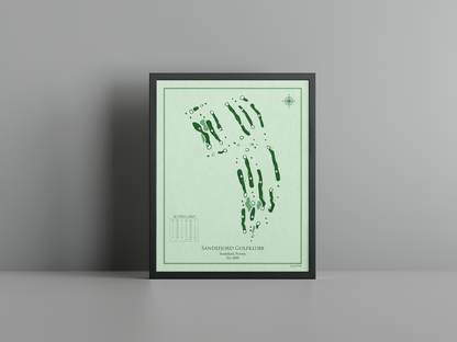 Sandefjord Golfklubb golf course print, green frame