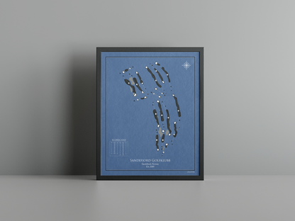 Sandefjord Golfklubb golf course print, navy frame