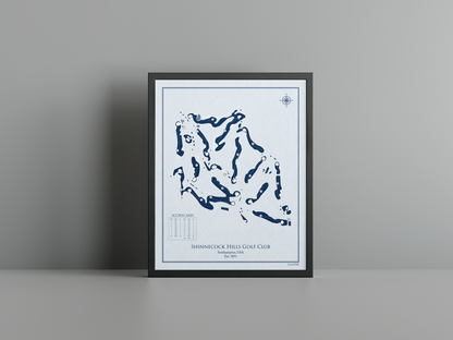 Shinnecock Hills Golf Club golf course print, blue frame