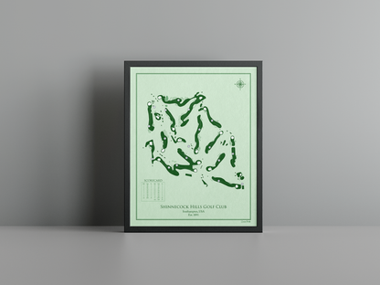 Shinnecock Hills Golf Club golf course print, green frame