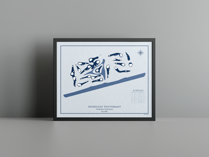 Shortgolf Swifterbant golf course print, blue frame