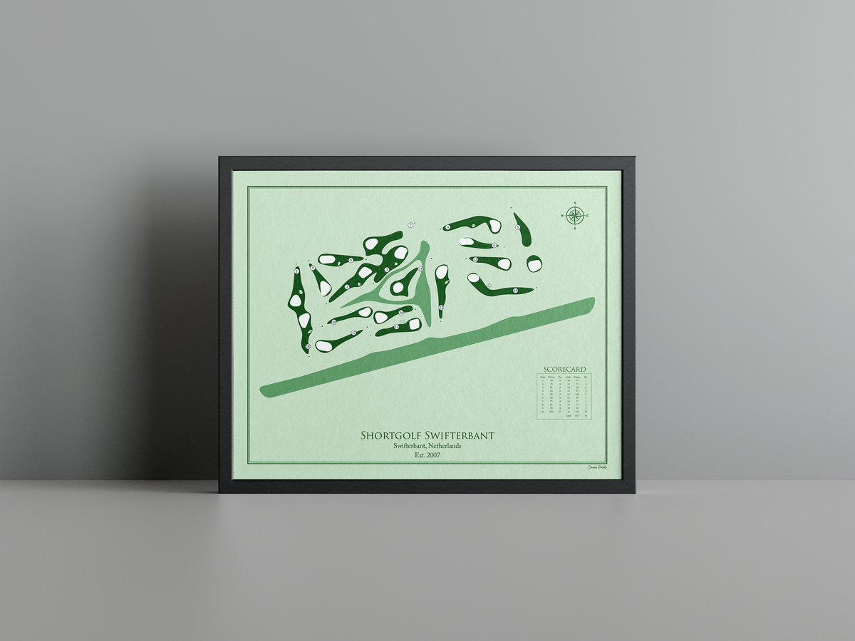 Shortgolf Swifterbant golf course print, green frame