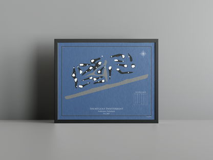 Shortgolf Swifterbant golf course print, navy frame