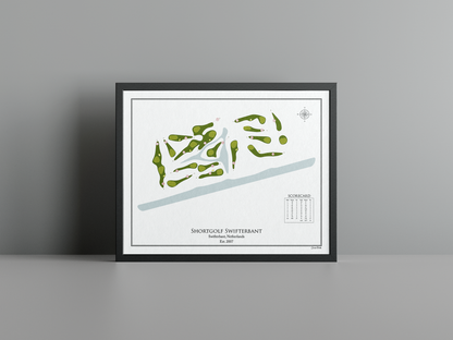 Shortgolf Swifterbant golf course print, white frame