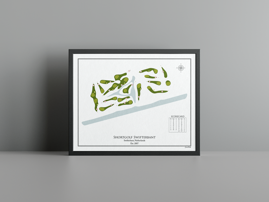 Shortgolf Swifterbant golf course print, white frame
