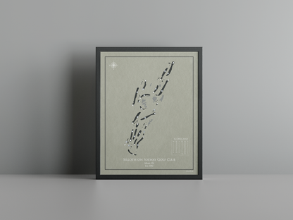 Silloth on Solway Golf Club golf course print, brown frame