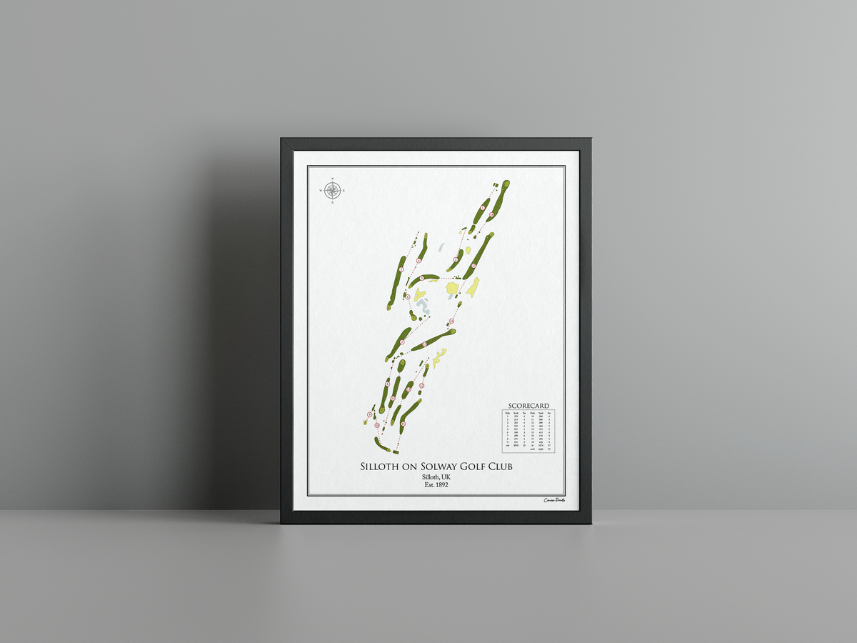 Silloth on Solway Golf Club golf course print, white frame