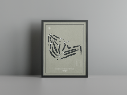 Silverknowes Golf Club golf course print, brown frame