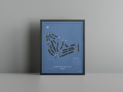 Silverknowes Golf Club golf course print, navy frame