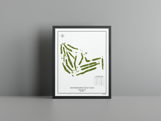 Silverknowes Golf Club golf course print, white frame
