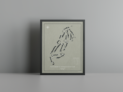 Southport & Ainsdale Golf Club golf course print, brown frame