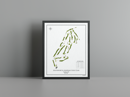 Southport & Ainsdale Golf Club golf course print, white frame