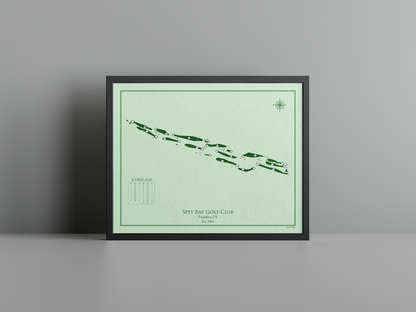 Spey Bay Golf Club golf course print, green frame