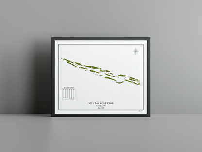 Spey Bay Golf Club golf course print, white frame