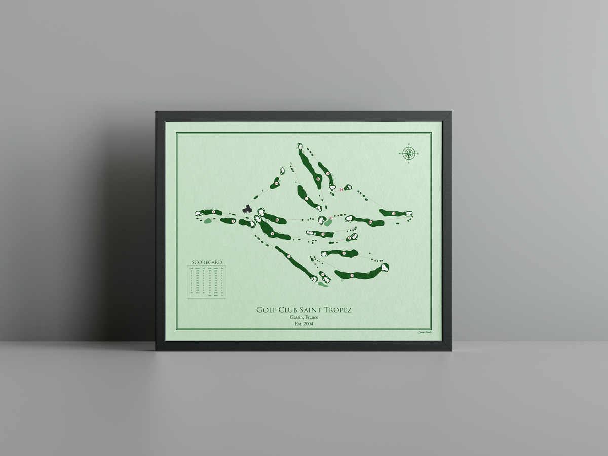 Golf Club St. Tropez golf course print, green frame