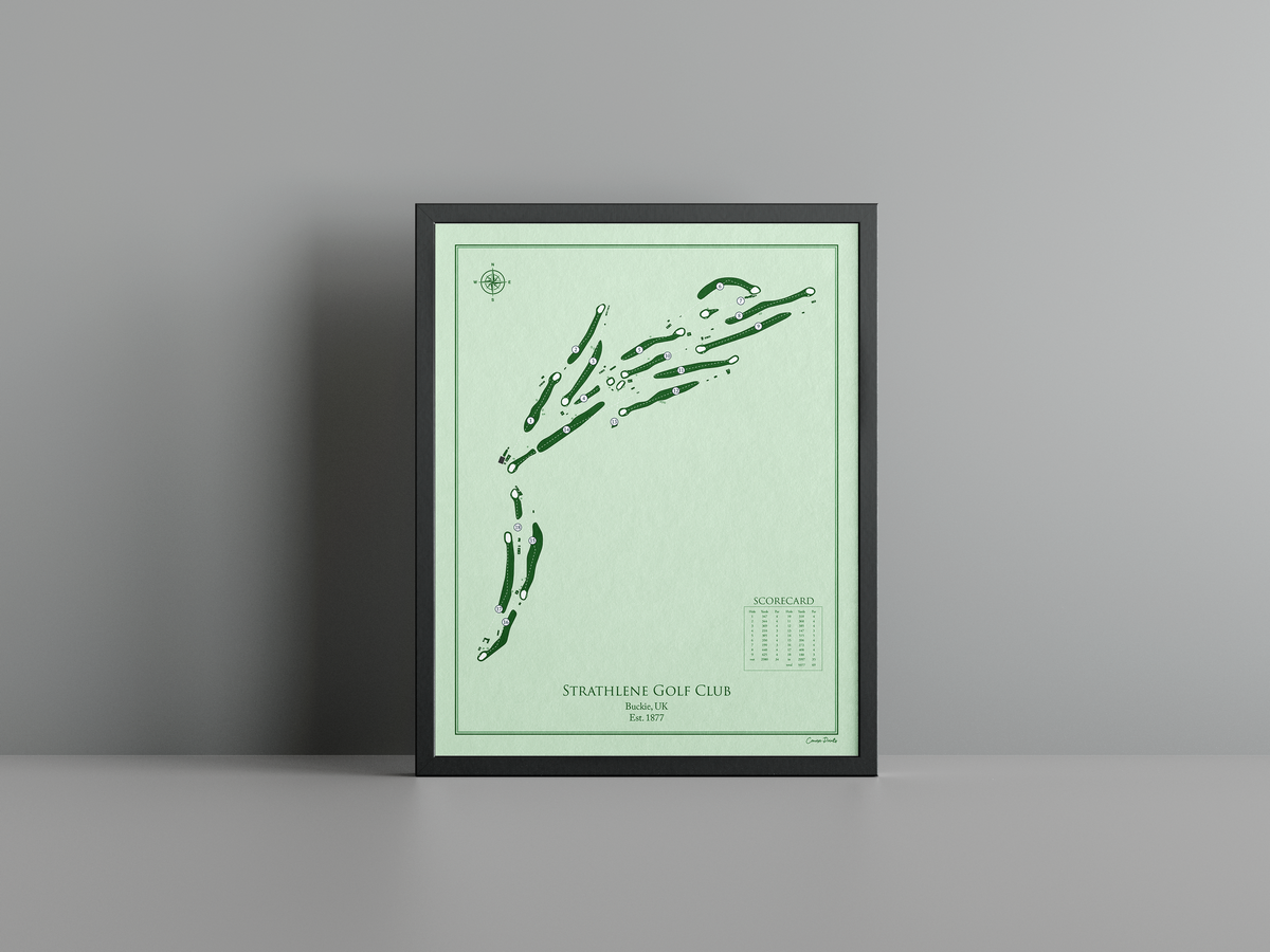 Strathlene Golf Club golf course print, green frame