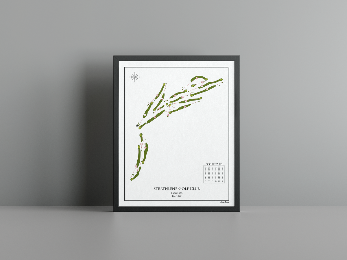 Strathlene Golf Club golf course print, white frame