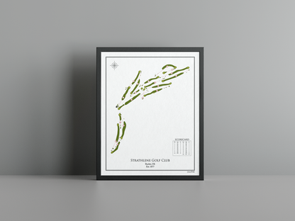 Strathlene Golf Club golf course print, white frame