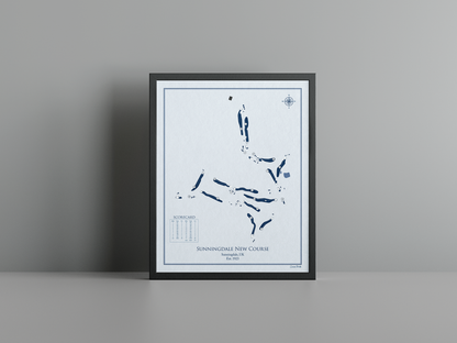 Sunningdale New Course golf course print, blue frame