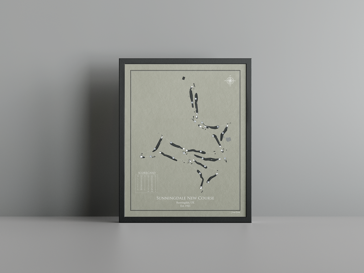 Sunningdale New Course golf course print, brown frame