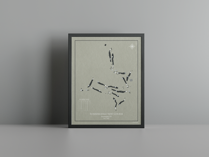 Sunningdale New Course golf course print, brown frame