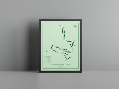 Sunningdale New Course golf course print, green frame