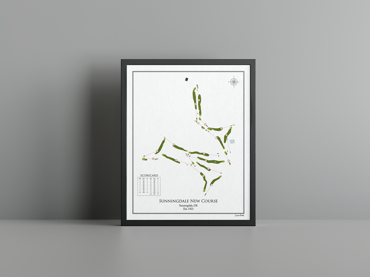 Sunningdale New Course golf course print, white frame