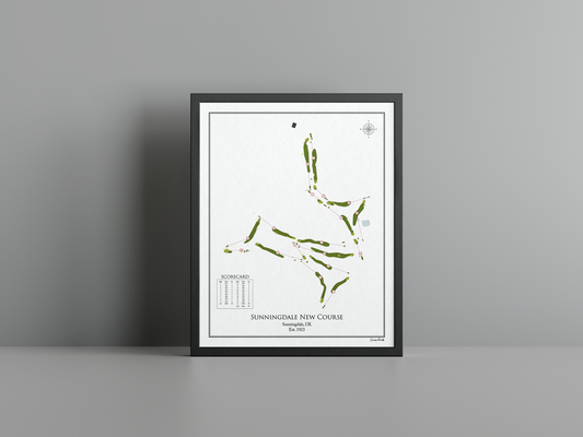 Sunningdale New Course golf course print, white frame