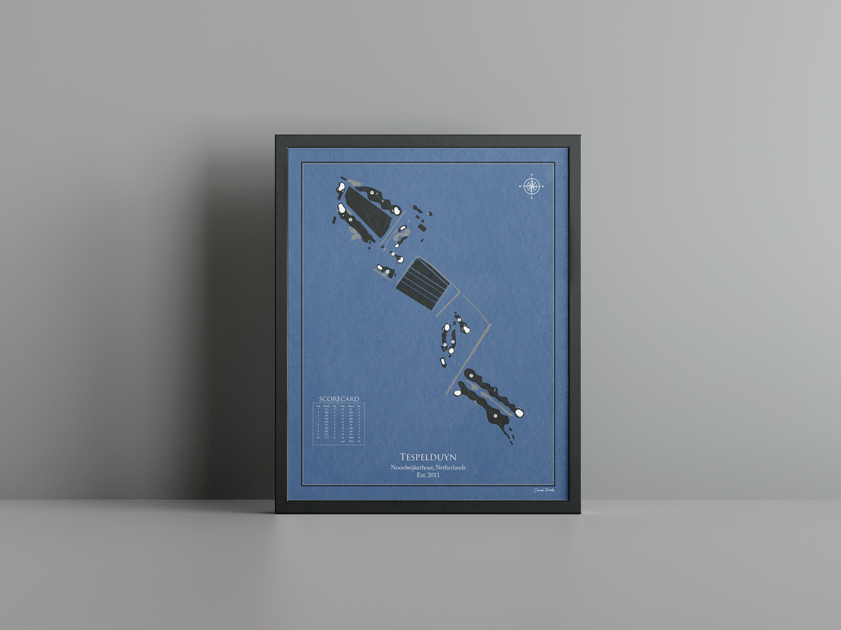 Tespelduyn Golfclub golf course print, navy frame
