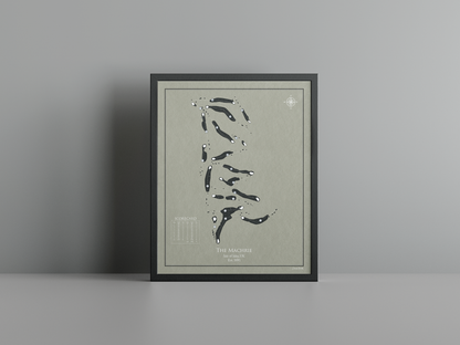 The Machrie golf course print, brown frame